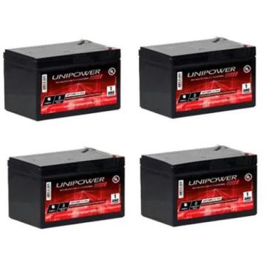 Imagem de Kit 4 Unidades Baterias Seladas 12V 12ah Unipower Vrla  Nobreak