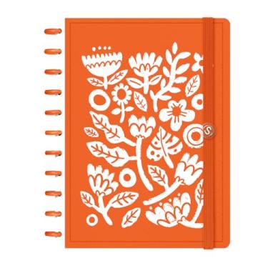 Imagem de Caderno de Disco ISCOOL Grande Flore(Ser) Jardim Florido Laranja