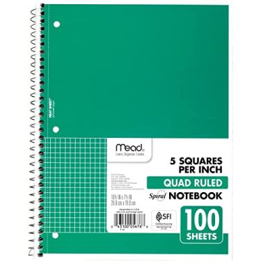 Imagem de Caderno Mead Spiral 05676, papel quadriculado, 19 x 26,7 cm, 100 folhas, cores sortidas