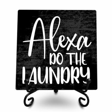 Imagem de YKYENR Placa De Presente Madeira, Alexa Lava Roupa - Madeira Cerca 10 Cm Com Suporte Metal, Citações Engraçadas Mesa Para Quarto, Decoração Casa. Preste Atenção Ao Tamanho Comprar.