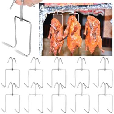 Imagem de Teenyyou 10 ganchos de carne, ganchos de aço inoxidável para defumar pato assado, 12 x 7 cm, cabides de carne grandes e fáceis para grelhar ao ar livre, secagem, churrasco, linguiça, frango, carne