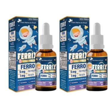 Imagem de 2x Ferrix Kids (Ferro 5mg/porção) 30ml Sabor Uva Flora Nativa