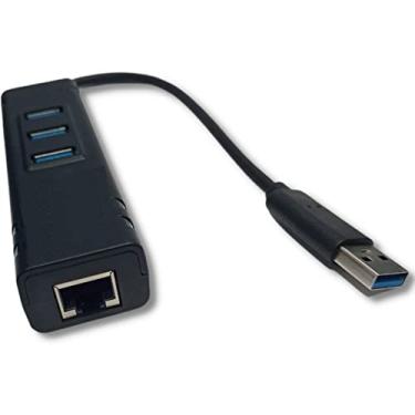 Imagem de Hub USB 3.0 Com 3 Portas + Adaptador USB Para Lan Ethernet Gigabit Placa de Rede Externa Exbom UHL-300