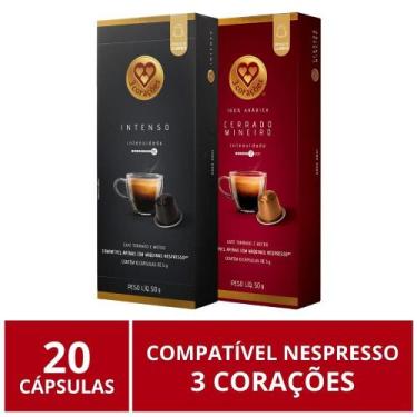 Imagem de 20 Cápsulas para Nespresso, 3 Corações, Café - Três