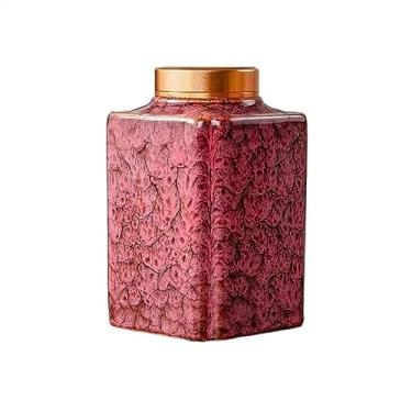 Imagem de Lata de chá Vasilha de chá de flor de chá de folhas soltas Vasilha de chá pequena de cerâmica para armazém de metal em espiral, vasilha de vedação quadrada vasilha de chá vintage pequena Caixa de chá(