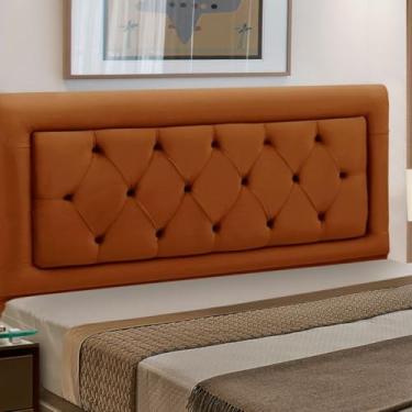 Imagem de Cabeceira Estofada Madeira Casal Belinha Reta (Terracota)