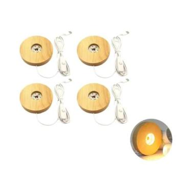 Imagem de Suporte De Lâmpada De Luz Noturna Bola De Cristal Base De Madeira Maci