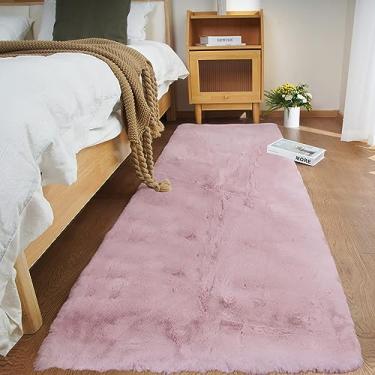 Imagem de Ghouse Tapete ultramacio de pele de coelho sintético, lavável à máquina para quarto, tapetes fofos para sala de estar, tapete sem queda de pele de carneiro tapetes rosa 6 x 3 m