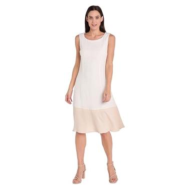 Imagem de R&M Richards Vestido de ilhó sem mangas Color Block com saia em camadas, Marfim/areia, 50