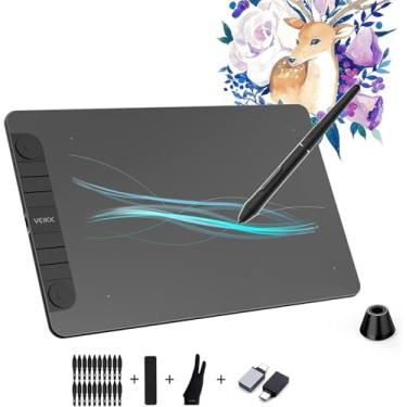 Imagem de VEIKK Mesa Digitalizadora VK1060 Pro Tablets de design gráfico 10 x 6 polegadas tablet desenho com 2 rodas de rolagem e 6 teclas de acesso rápido, compatível com Android/Mac/Chrome/Windows/Linux