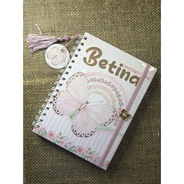 Imagem de Caderneta de Saúde Infantil Personalizada, Tema Borboleta, Capa Holográfica, A5, com Chaveiro e Pingente