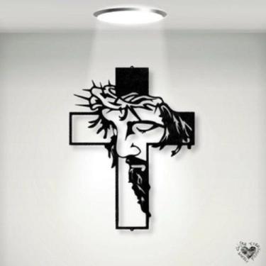 Imagem de Escultura Jesus, Cruz Em Mdf De 6mm De 50cm - Preto - NoBrand
