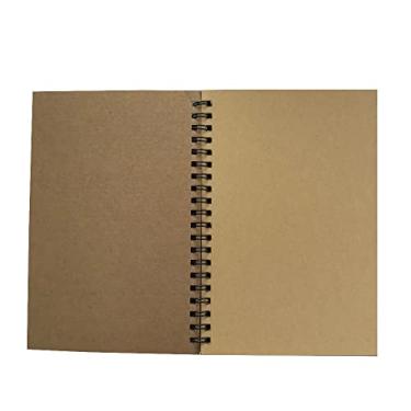 Imagem de ZAYOIZY Spiral Bound Sketch Book Kraft Paper Sketch Pad Unlined Notebook, Wirebound Sketching Book/Pad for Drawing Painting Brown cover, brown inner page 4.7in x 7in