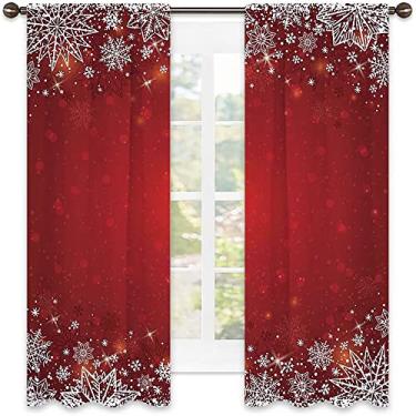 Imagem de Cortinas blackout para quarto de Natal, estampa de estilo natalino, cortinas blackout com absorção de som para sala de jantar/decoração de festa, L 106 x C 213 cm