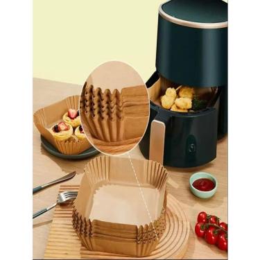 Imagem de Kit 50 Forma Quadrada Fritadeira Airfryer Papel Descartável