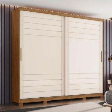 Imagem de Guarda-roupa 250cm Casal 2 Portas de Correr 6 Gavetas de MDF Cayman He