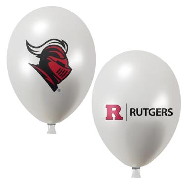 Imagem de Rutgers Balloons Pacote com 10 logotipos oficiais licenciados de 28 cm, balões de látex de qualidade de hélio, perfeitos para celebração do time de futebol universitário, decorados na frente e atrás