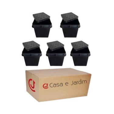 Imagem de Kit 5 Caixa Com Tampa Aterramento Inspeção 25Cm Reforçada - Casa E Jar
