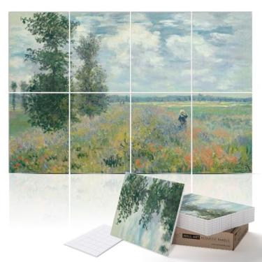 Imagem de PINWELIFE Painéis acústicos de arte de parede - Painéis decorativos de absorção de som para casa ou escritório - 122 x 91 x 1 cm - Pacote com 9 - Redução de ruído e absorção de eco - (Monet_Poppy Fields)