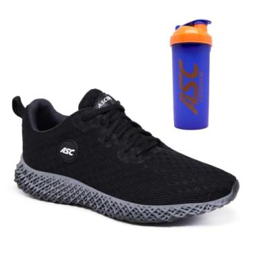 Imagem de Tênis Masculino Ascension com Coqueteleira – Leve, Confortável e Versátil para Caminhada, Corrida, Academia e Uso Diário (Preto e Cinza, BR, Adulto, Numérico, 36)