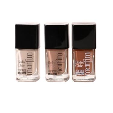 Imagem de Kit 3 Esmaltes Marfim | Pincel Anatômico, Hipoalergênico, Longa Duração, Secagem Rápida (Areia + Duna + Cerâmica)