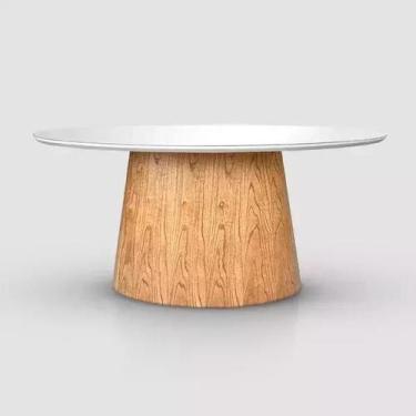 Imagem de Mesa de Jantar Oval Tampo Laqueado com Vidro Off White 1,80m - Ello Mó