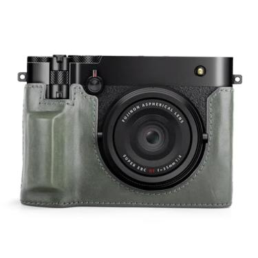 Imagem de MUZIRI KINOKOO Capa Fuji GFX100 RF, meia capa protetora de couro genuíno compatível com câmera digital Fujifilm GFX100 RF/GFX100RF - com abertura inferior e design de aderência - verde