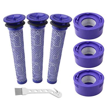 Imagem de Kit de substituição de filtro de vácuo para aspirador de pó Dyson V7, V8 Animal e V8 Absolute Cordless Vacuum, 3 filtros de pinos, 3 pré-filtros, substitui peças # 965661-01 e 967478-01