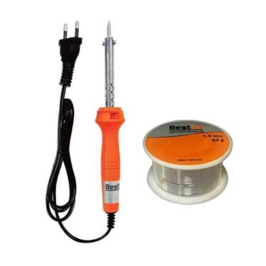 Imagem de Kit Ferro de Solda 40w 220v + Solda Estanho 80gr 1mm Bestfer