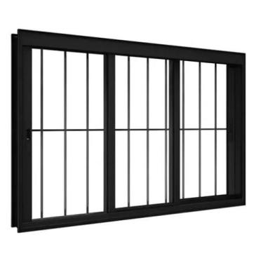 Imagem de Janela 3 Folhas COM GRADE L25 - Prover Esquadrias, 100X200, Branco