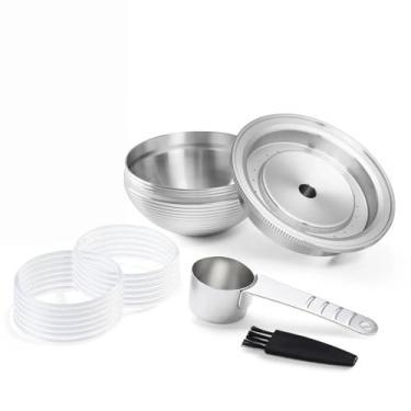 Imagem de HAILASRE Cápsula de café reutilizável de aço inoxidável de 150 ml, compatível com filtro de cápsula de café recarregável Nespresso Vertuoline GCA1 e ENV135, tamanho expresso