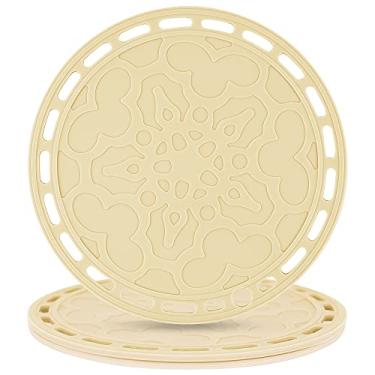 Imagem de Smithcraft Trivets de silicone - grandes suportes redondos de silicone para panelas e pratos quentes, tapetes quentes para bancadas e mesas, conjunto de 3 descanso de colher (bege)