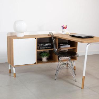 Imagem de Mesa Escrivaninha 120cm Balcão 1 Gaveta 1 Porta 136cm Home Office Work