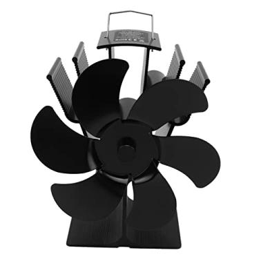 Imagem de aqxreight Fan de Lareira Alimentada por Calor Fan do Fogão de Partida Não Elétrica Economia de Energia 6 Lâminas Preto Com Base de Liga de Alumínio para Fogões a Gás de Madeira Fogões