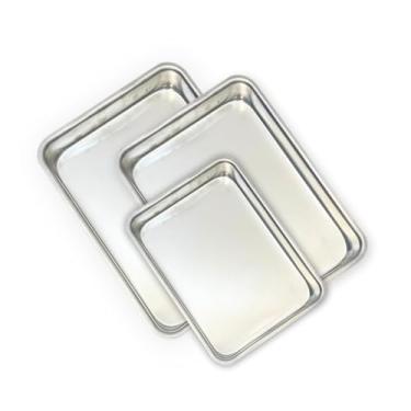 Imagem de Conjunto de 3 Assadeiras Rasas em Alumínio Polido Premium