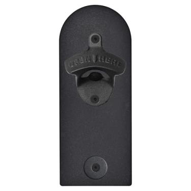 Imagem de Jumiok Abridor magnético de tampa de cerveja e apanhador de tampa abridor de garrafas montado na parede para geladeira