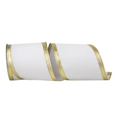 Imagem de Reliant Ribbon Fita de borda com fio Velvet Dynasty, branco/dourado