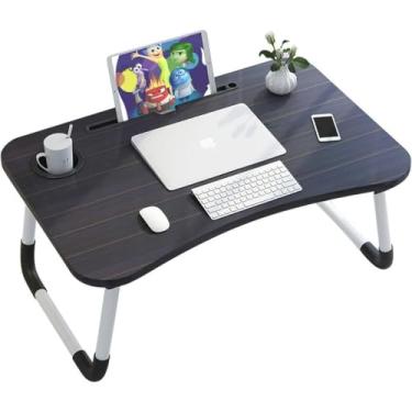 Imagem de Mesinha Apoio Dobrável Cama Sofá Notebook Tablet Refeição Mesa Home Office(PRETO)