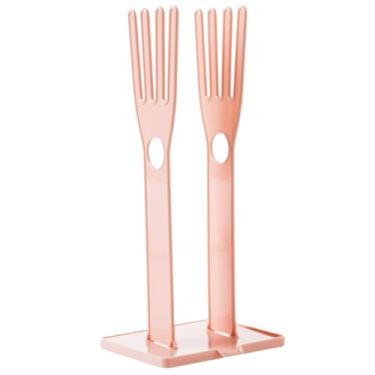 Imagem de Suporte de luva de cozinha, suporte de luva de prato de plástico em forma de dedo com orifício para pendurar, escorredor removível com bandeja de drenagem para luvas longas, luvas curtas, panos