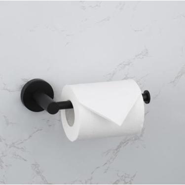 Imagem de Acessórios para banheiro Toalheiro Prateleira Barra Suporte para rolo de papel com capa Suporte para toalha de mão Gancho para roupão Suporte para escova de vaso sanitário Preto (suporte para pap