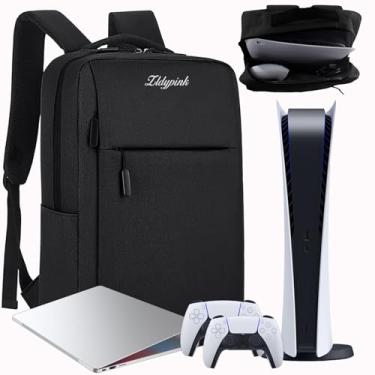 Imagem de ZLDYPINK Gaming Travel Backpack for PS5/PS5 Slim, Protective Carrying Case Storage Bag Compatible with PlayStation 5 Console with USB Port for Game Disc, Controllers and More Gaming Accessories