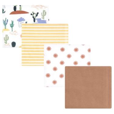 Imagem de Luvable Friends Hudson Baby, flanela, cobertores, 4 unidades, Trilha do deserto, 28x28 inches
