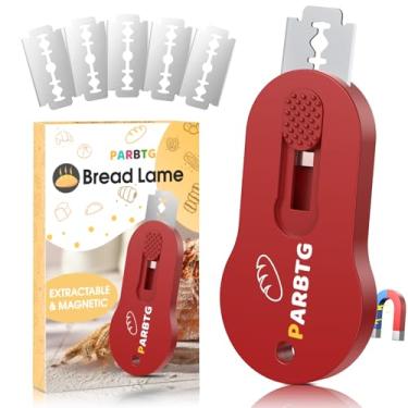 Imagem de PARBTG Ferramenta de pontuação de massa de pão coxo, ferramenta de pontuação extraível e magnética para assar pão de fermento, fazer pão, ferramenta de pontuação de pão com 5 lâminas de barbear