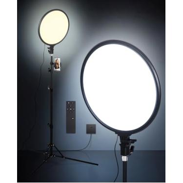 Imagem de EOTO LIGHT Anel De Luz Led - 14" 5000 Lúmens Estúdio Com Tripé Para Tiktok, Vlog, Gravação Vídeo, Conferência, Exibição Streaming E Controle Remoto (Preto)