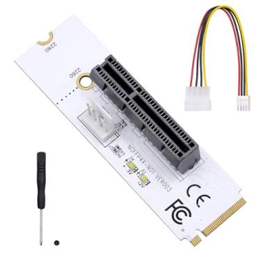 Imagem de Fácil instalação NGFF M.2 para PCI-E 4X Riser Card M2 Key M para PCIe X4 adaptador com tensão LED