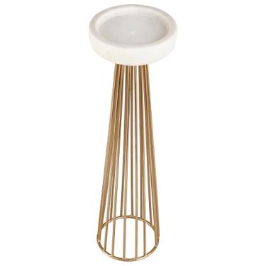 Imagem de Mikasa Suporte de vela de pilar de mármore e metal, 10 x 10 x 33,5 cm