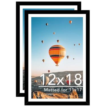 Imagem de JCJMY Conjunto de 2 porta-retratos de 30 x 45 com tapete de 28 x 43 cm, para exibição de foto 28 x 43 com tapete ou 20 x 45 sem tapete, moldura grande para pôster de 30 x 45 cm com acrílico, pacote
