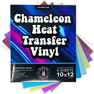 Imagem de Mermaid Vinyl HTV Chameleon HTV Pacote de vinil de transferência de calor 6 cores HTV vinil ferro em folhas de vinil sem rolo holográfico azul ombré azul-petróleo roxo para camisas e artesanato