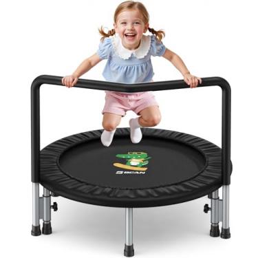 Imagem de BCAN Mini Trampolim Dobrável De 36'' Para Crianças De 2 A 5 Anos Com Alça Para Crianças, Duas Maneiras De Montar A Alça, Trampolim Infantil Interno/Jardim Com Capa Super Segura Para Crianças Pretas