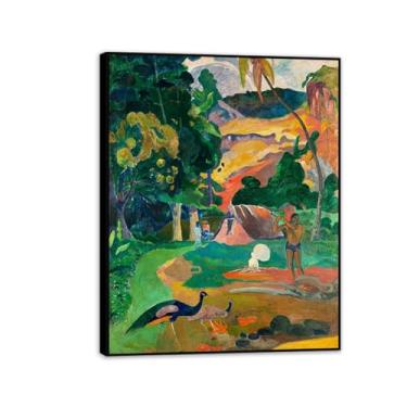 Imagem de Paul Gauguin Impressão Paisagem com Pavões Pôster de Parede Impressionista Arte de Parede Pintura Natural Quarto Corredor Estudo Decoração de Casa 65 x 50 cm Moldura Preta
